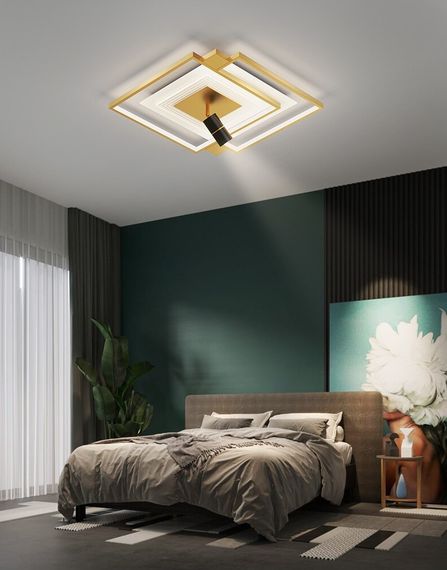 Люстра світлодіодна стельова LED світильник для квартири на стелю лед з пультом 26853 Золото 15х50х50 см.