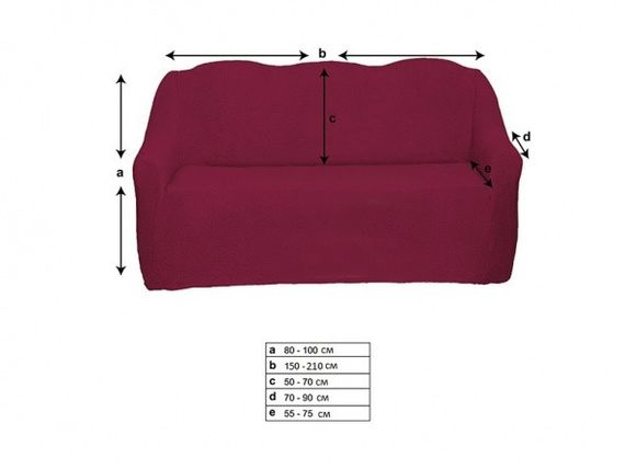 Комплект чохлів на диван і крісла плюшевий Venera DVM15-321 "Soft sofa set" Бордовий, 3 предмета | Зображення 1