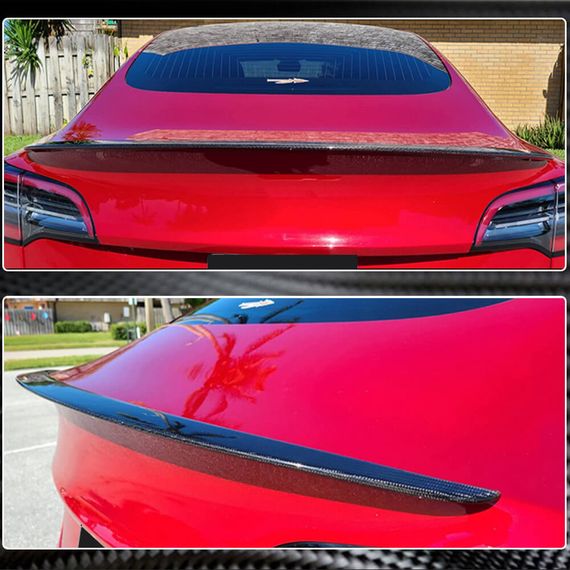 Спойлер из сухого карбона V4 (2016-2022) для Tesla Model 3 2017- гг | Зображення 3