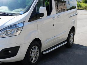 Бокові пороги Fullmond (2 шт., алюм.) Коротка база для Ford Custom 2013-2024 рр