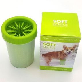 Лапомийка Lapomover Soft Gentle bol маленька із силіконовими ворсинками для очищення лап зелена