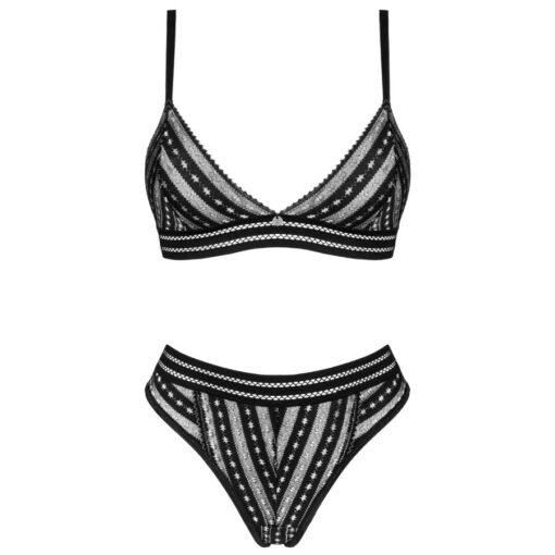 Комплект з геометричним візерунком Obsessive Natilya, чорний, XS/S sexstyle | Зображення 2