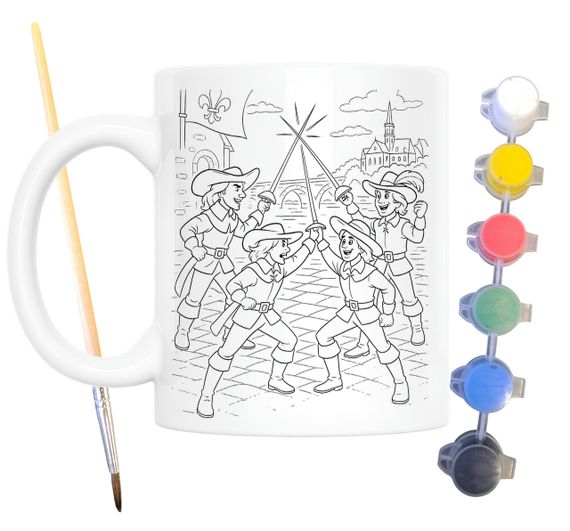 Набор для творчества кружка раскраска Д’Артаньян и три мушкетёра (по мотивам книги Александра Дюма) 330 мл белая (КР0201)