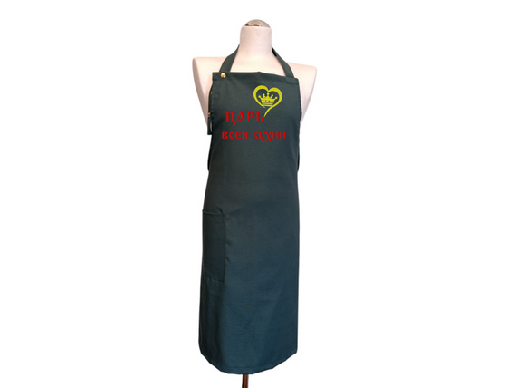 Фартух чоловічий для готування з вишивкою ONESIZE зелений rus 00290-1