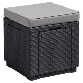Пуф-ящик пластиковий садовий з подушкою Keter CUBE антрацит (17192157)