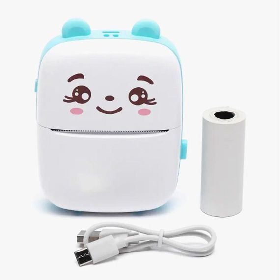 Портативний міні принтер з Bluetooth + 1 рулон паперу, Блакитний / Дитячий термопринтер для друку з телефону / Бездротовий принтер | Зображення 9