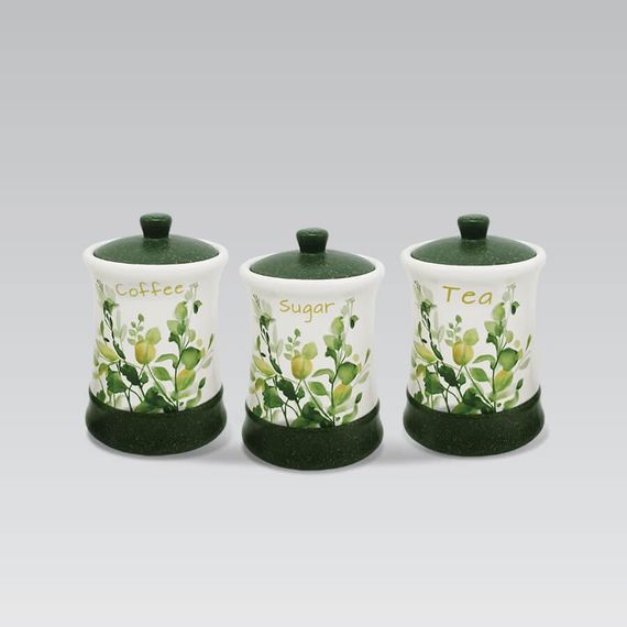 Набір керамічних ємностей Maestro MR-20032-03CS Літній луг для чаю кави цукру 3 шт