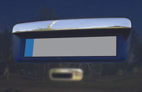 Накладка над номером (1 дверн, нерж) OmsaLine - Італійська нержавійка (з написом) для Volkswagen Caddy 2004-2010 рр.