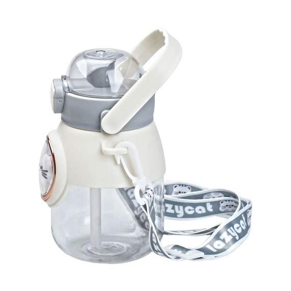 Пляшка для води з трубочкою 820 мл дитяча з ручкою та ремінцем Сірий HPGM2217G | Зображення 5