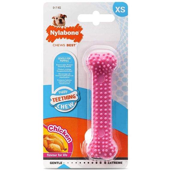 Игрушка для собак Nylabone Puppy Chew Dental Bone, 9.5 см, розовый