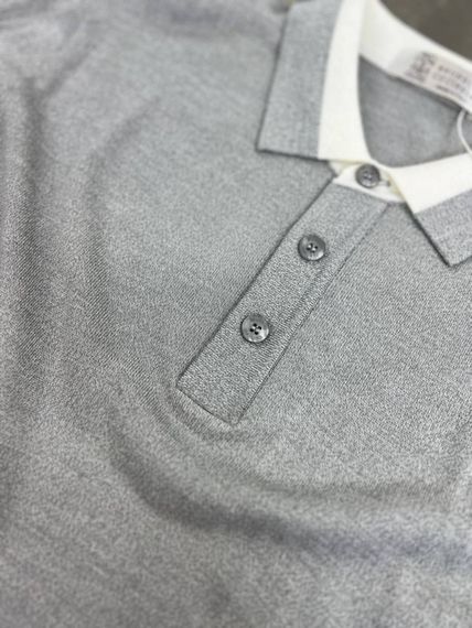 Трикотажне поло Brunello Cucinelli світло-сірого кольору f697 | Зображення 3