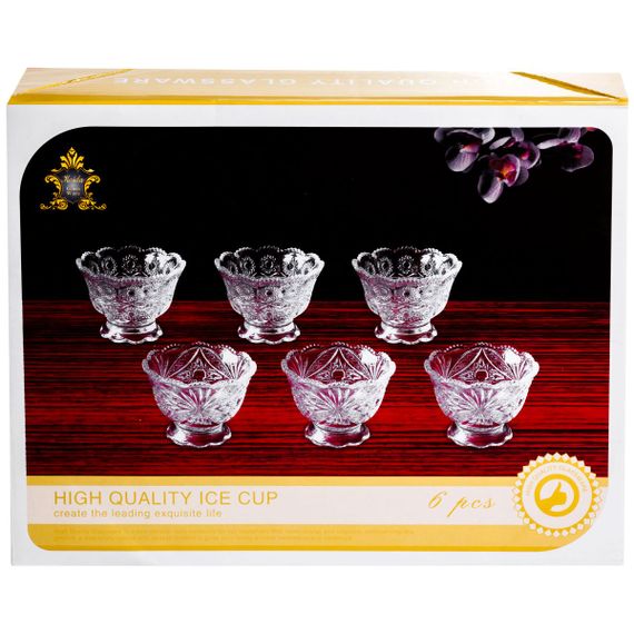 Набір креманок Crystal Daisy 6 штук по 200 мл Yiwu HP-34-74 | Зображення 4