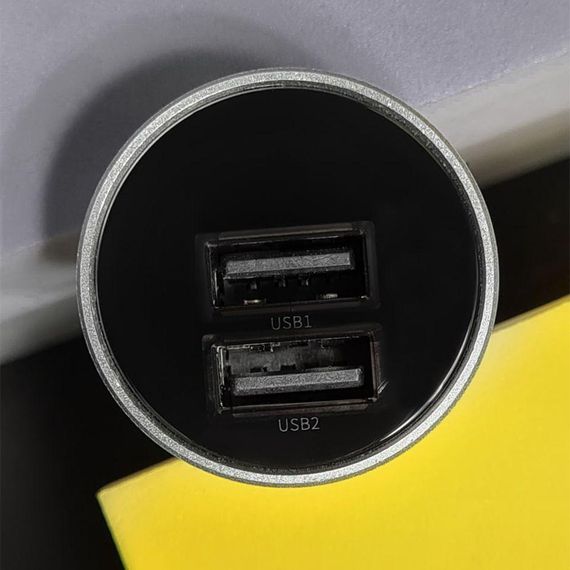 Автомобільна зарядка для телефону Baseus Digital Display Dual USB 4.8A Car Charger 24W, Темно-сірий | Зображення 5