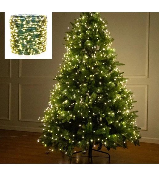 Світлодіодна гірлянда Роса 200 метрів, діоди теплого білого кольору на зеленому дроті, 2000 LED, з пультом керування | Зображення 3