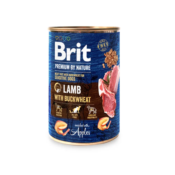 Влажный корм консерва паштет Brit Premium By Nature, для взрослых собак, ягнёнок 400 г