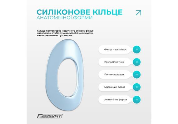 Бандаж (фіксатор) колінного суглоба EasyFit з ребрами жорсткості та силіконовою вставкою, розмір M (EF-0078-M) | Зображення 4