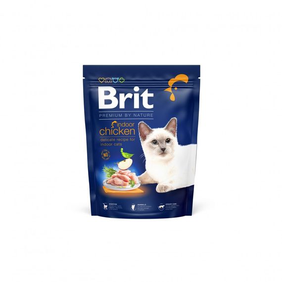 Корм сухий Brit Premium Cat by Nature Indoor для дорослих домашніх котів з куркою 300 г