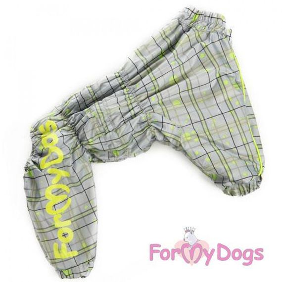 Дождевик  для собак For My Dogs "Клеточка" серый