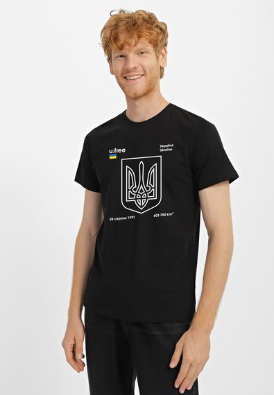 Футболка чоловіча чорна з принтом "Герб", M