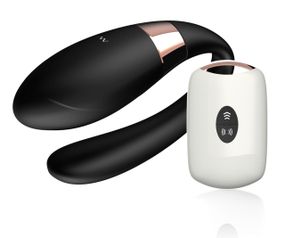 Вібромасажер для пар з пультом дистанційного керування - Boss Series V-Vibe Black USB 7 Function, BS6200003 sexstyle