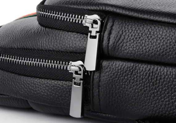 Сумка слінг чоловіча шкіряна нагрудна чорна з портом USB | Зображення 8