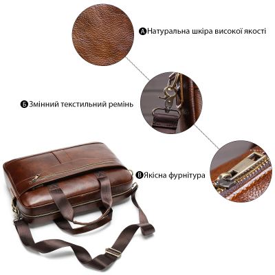 Сумка Vintage Мужская из зернистой кожи Коричневая (14837) | Зображення 9