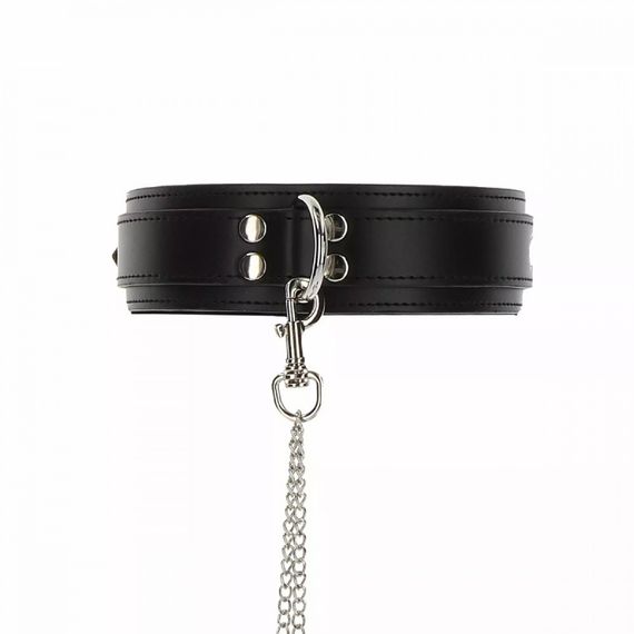 Широкий ошейник с наручниками и цепью Taboom Luxury Bondage Essentials, черный sexstyle | Зображення 4