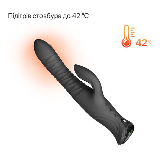 Смарт пульсатор-кролик з вібрацією Zalo Mose 2 Obsidian Black, підігрів до 42 °C, кристал Swarovski | Зображення 6