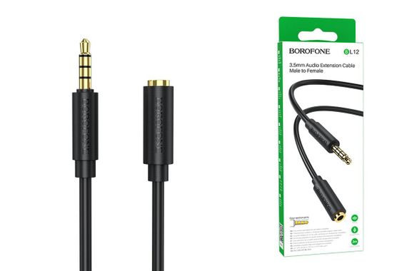 Аудiо-кабель BOROFONE BL12 3.5 audio extension cable male to female 2m Black