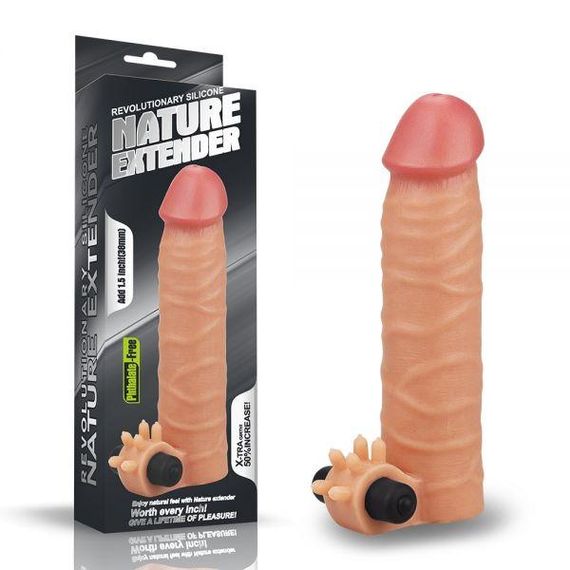 Вибронасадка Add 1.5" Vibrating Silicone Extender, Flesh Sex Aura | Зображення 1