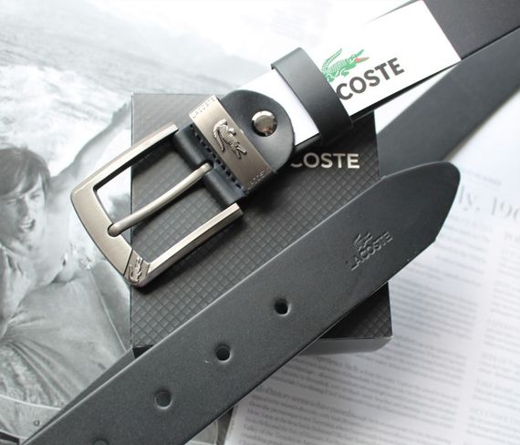 Стильный кожаный мужской ремень Lacoste black | Зображення 1