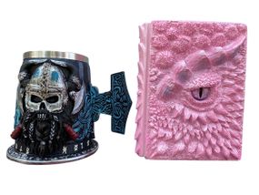 Подарунковий набір Кухоль 3D Молот Тора Бородастий Вікінг і Блокнот 3D «Дракон Єдинорога»