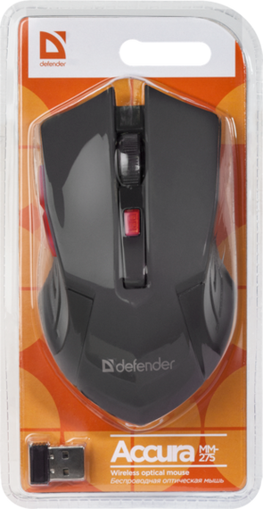 Мишка Defender Accura MM-275 Black-Red (52276) | Зображення 3