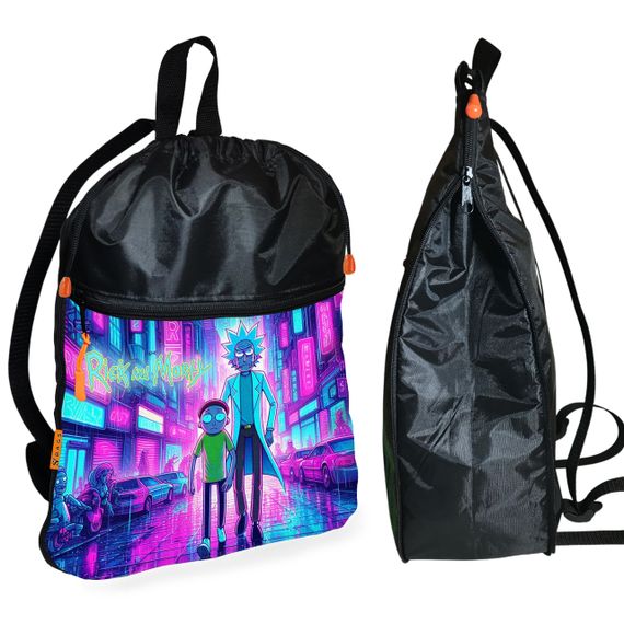Рюкзак-мішок для взуття, спортивної форми Рік і Морті дитяча сумка для змінки з розширювачем (01385)