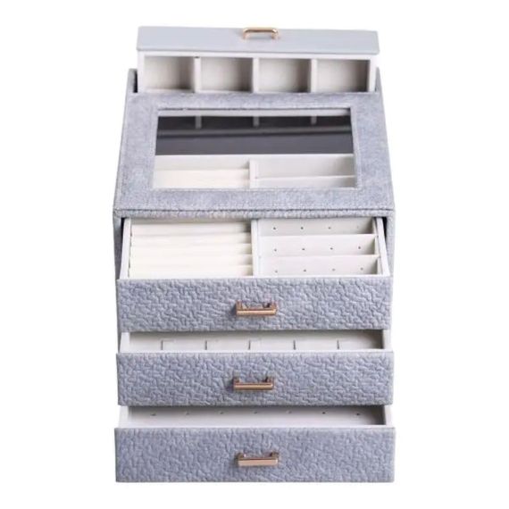 Скринька для прикрас з еко шкіри 3 яруси органайзер для ювелірних виробів HP-5-16G | Зображення 5