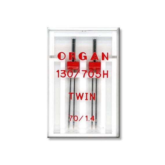 Голки швейні подвійні універсальні ORGAN TWIN №70/1,4 пластиковий бокс для побутових швейних машин