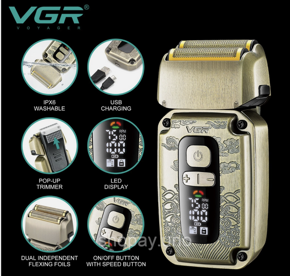 Бритва VGR V-337 для гоління та стрижки ∙ Професійна сітчаста електробритва VGR V-337 | Зображення 5