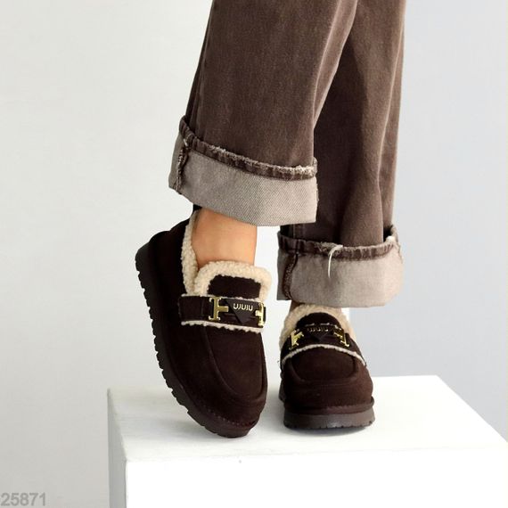 Модні теплі уггі автоледі натуральна замша колір Шоколад | Зображення 2