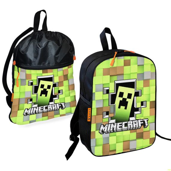 Школьный рюкзак детский Minecraft + Сумка для обуви спортивной формы рюкзак-мешок  для мальчика (01709)