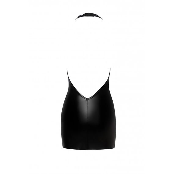 Вінілова міні-сукня L F283 Noir Handmade, з мереживом, чорна Sex Aura | Зображення 4