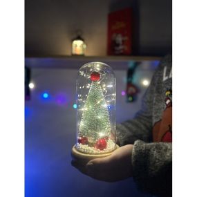 Декоративна ялинка в колбі з LED підсвічуванням, Ялинка в скляній колбі з гірляндою 22 см знижка