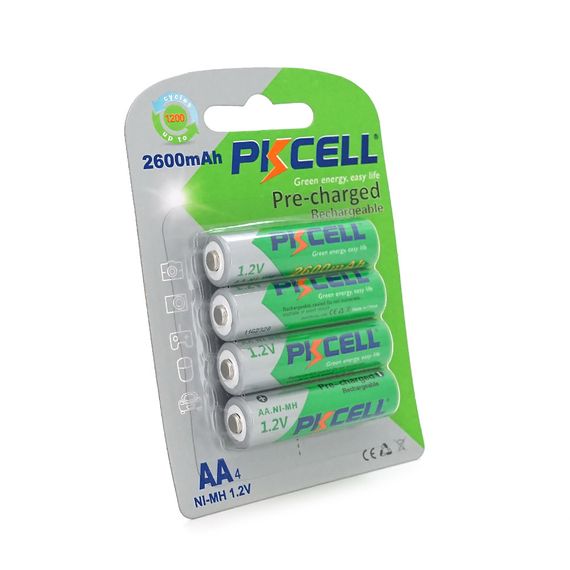 Акумулятор PKCELL 1.2V AA 2600mAh NiMH Already Charged, 4 штуки у блістері ціна за блістер, Q12