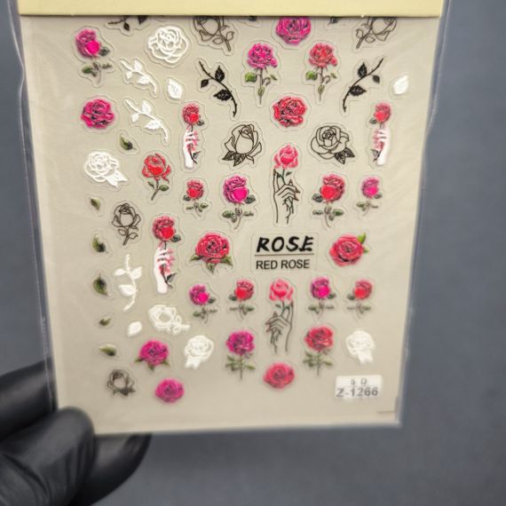 Об'ємна наліпка для нігтів 1266 на липкій основі (7 х 9 см)