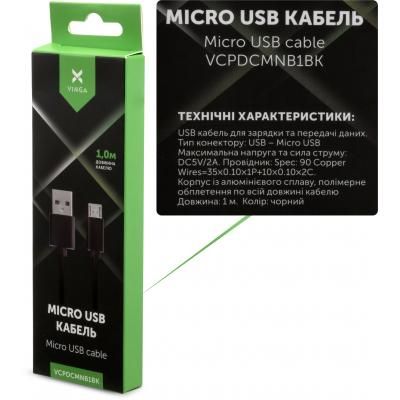 Дата кабель USB 2.0 AM to Micro 5P 1m nylon black Vinga (VCPDCMNB1BK) (VCPDCMNB1BK) | Зображення 3
