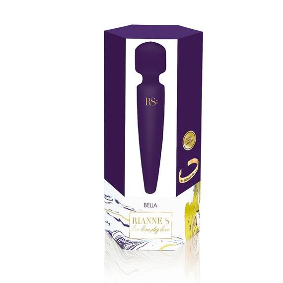 Вібромасажер Rianne S: Bella Mini Wand Purple, 10 режимів, медичний силікон, подарункове паковання | Зображення 4