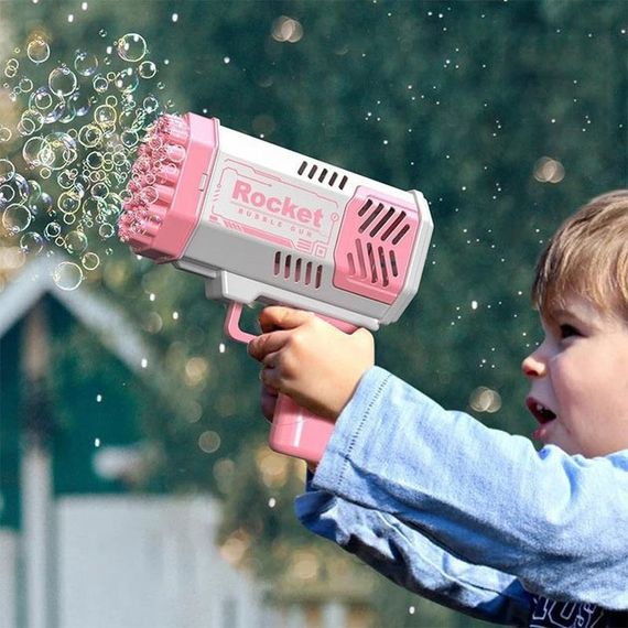Детский пистолет мыльные пузыри Rocket Bubble Gun 15,8 см автоматический. Цвет: розовый PQ-62 | Зображення 1