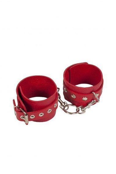 Наручники Leather Restraints Hand Cuffs Red Sex Aura