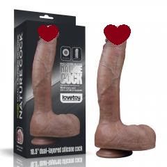 Фалоімітатор - Dual-Layered Silicone Cock 10.5" Brown Sex Aura