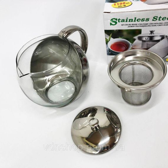 Стеклянный чайник для кофе и чая UNIQUE, Стеклянный заварочный чайник для чая чайники YL-62 | Зображення 3