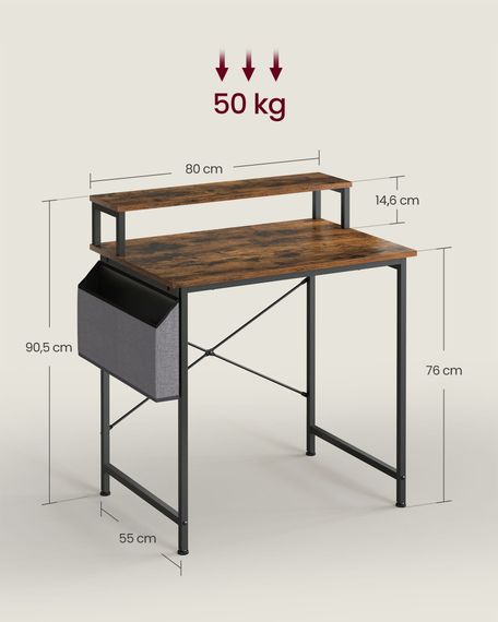 Комп'ютерний стіл Leobert NanoDesk з поличкою для монітора, коричневий | Зображення 6